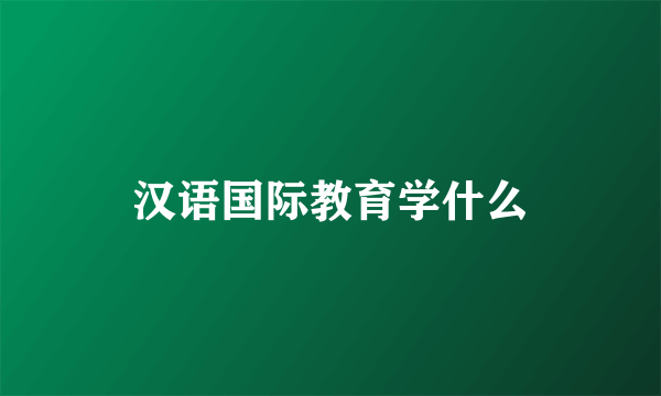 汉语国际教育学什么