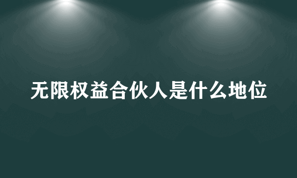 无限权益合伙人是什么地位