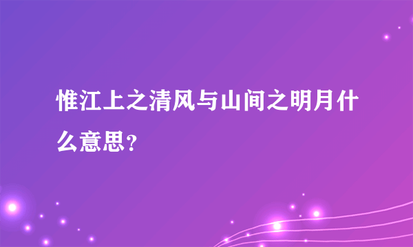 惟江上之清风与山间之明月什么意思？