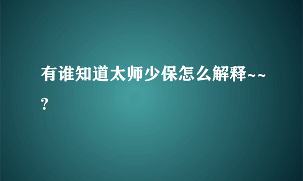 有谁知道太师少保怎么解释~~?