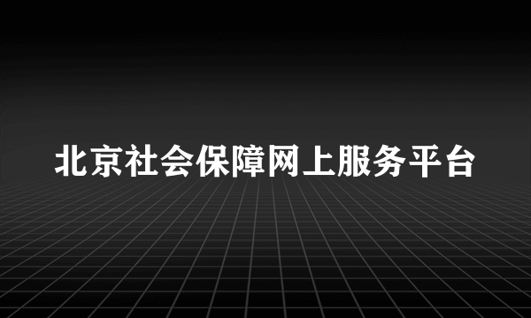 北京社会保障网上服务平台