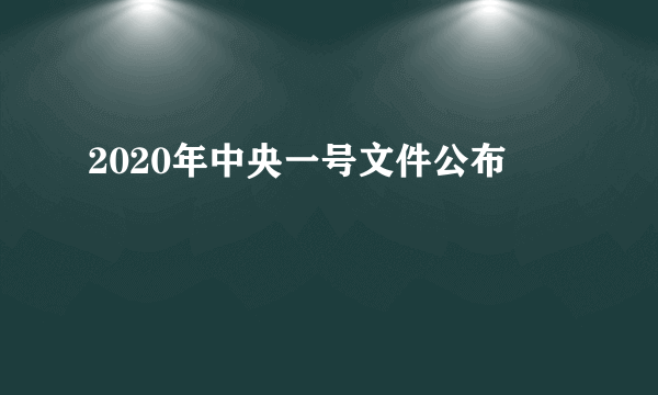 2020年中央一号文件公布