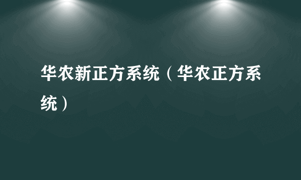 华农新正方系统（华农正方系统）