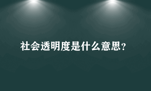 社会透明度是什么意思？