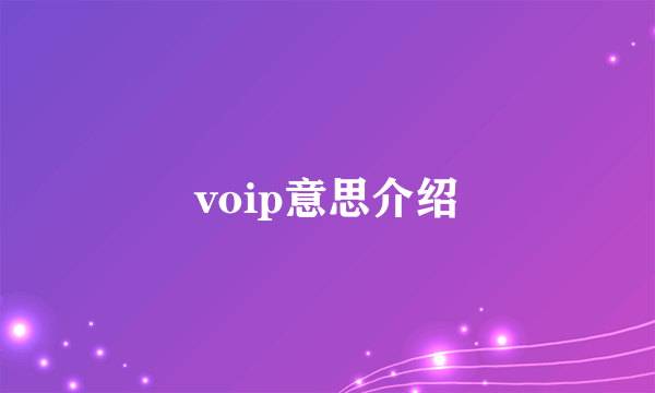 voip意思介绍