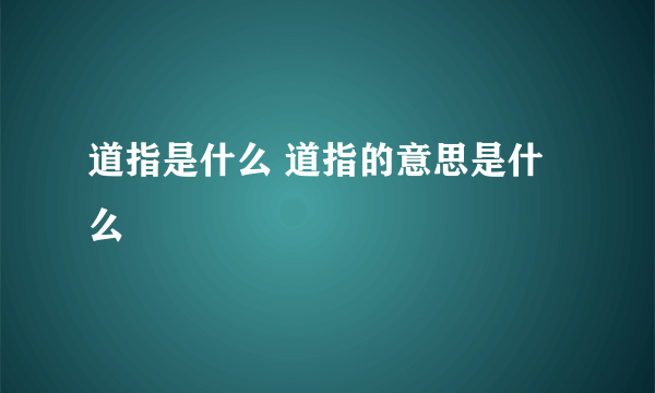 道指是什么 道指的意思是什么