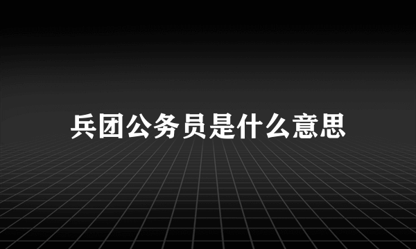 兵团公务员是什么意思