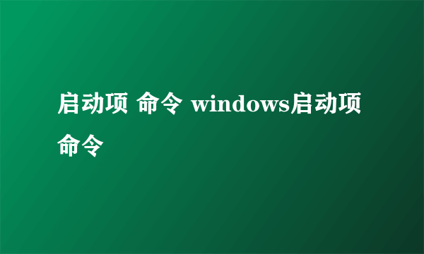 启动项 命令 windows启动项命令