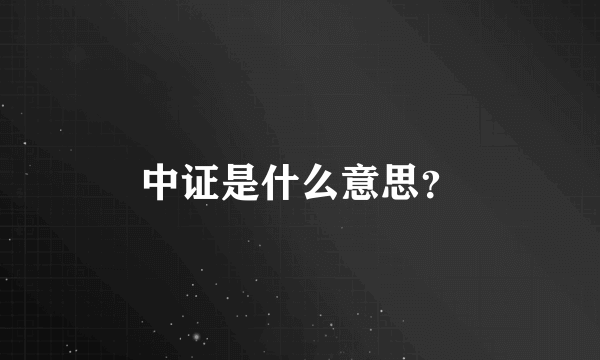 中证是什么意思？