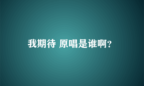 我期待 原唱是谁啊？