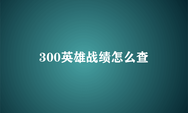 300英雄战绩怎么查