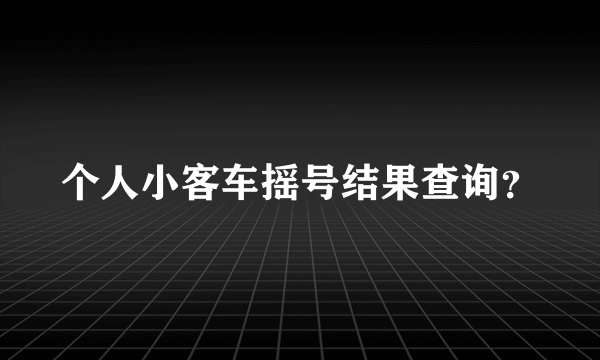 个人小客车摇号结果查询？