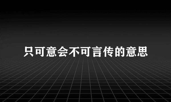 只可意会不可言传的意思