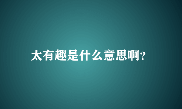 太有趣是什么意思啊？