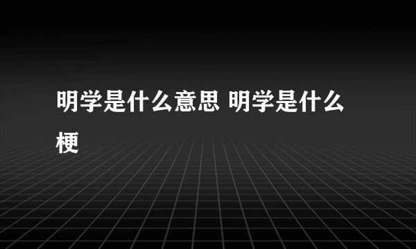 明学是什么意思 明学是什么梗