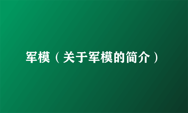 军模（关于军模的简介）