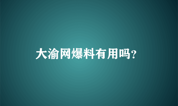 大渝网爆料有用吗？