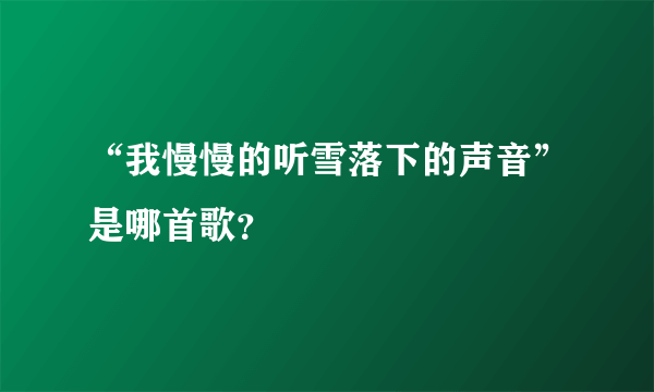 “我慢慢的听雪落下的声音”是哪首歌？