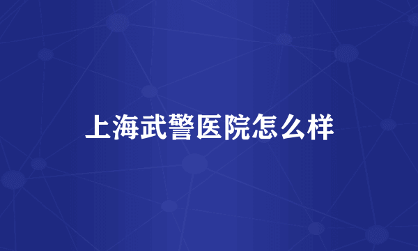 上海武警医院怎么样