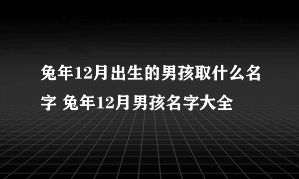 兔年12月出生的男孩取什么名字 兔年12月男孩名字大全