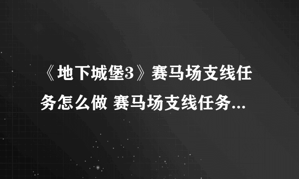 《地下城堡3》赛马场支线任务怎么做 赛马场支线任务完成攻略