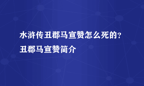 水浒传丑郡马宣赞怎么死的？丑郡马宣赞简介