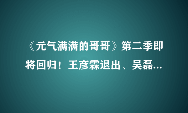 《元气满满的哥哥》第二季即将回归！王彦霖退出、吴磊加入，稳了