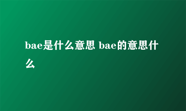 bae是什么意思 bae的意思什么