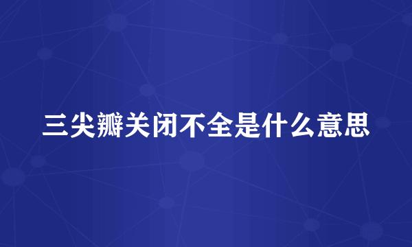 三尖瓣关闭不全是什么意思