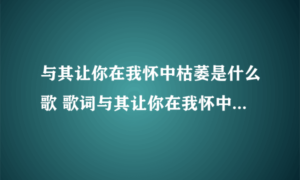 与其让你在我怀中枯萎是什么歌 歌词与其让你在我怀中枯萎是什么歌