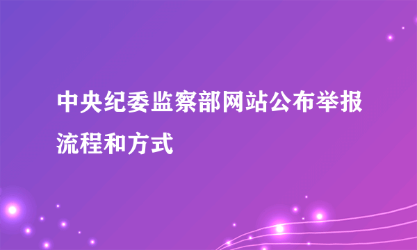 中央纪委监察部网站公布举报流程和方式