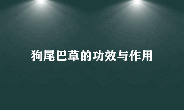 狗尾巴草的功效与作用