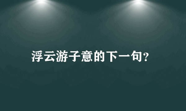 浮云游子意的下一句？