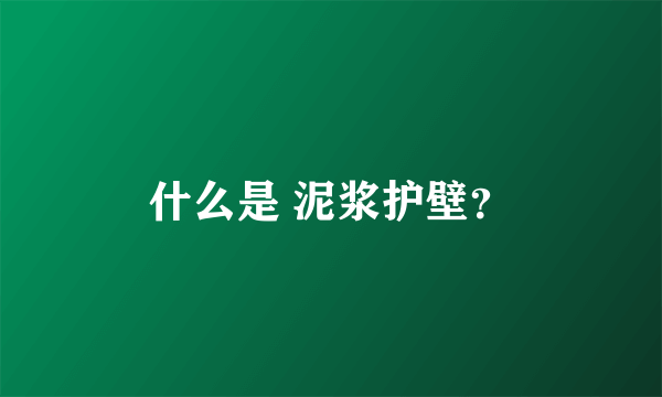 什么是 泥浆护壁？