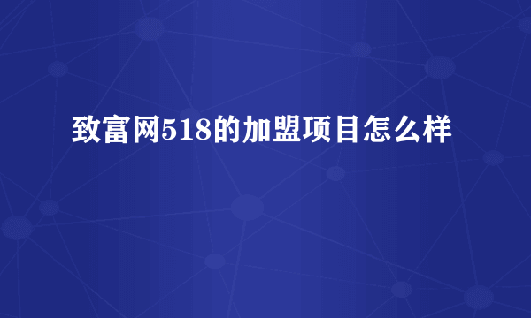 致富网518的加盟项目怎么样