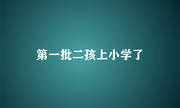 第一批二孩上小学了