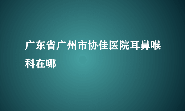 广东省广州市协佳医院耳鼻喉科在哪