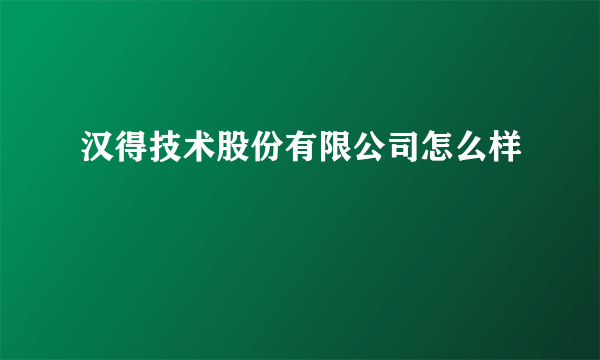 汉得技术股份有限公司怎么样