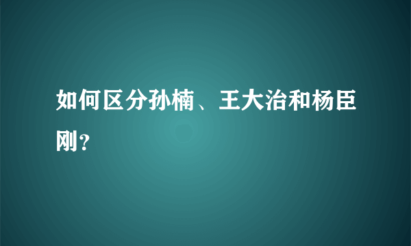 如何区分孙楠、王大治和杨臣刚？