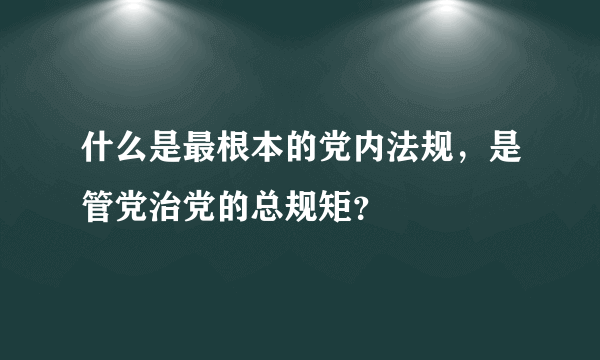 什么是最根本的党内法规，是管党治党的总规矩？