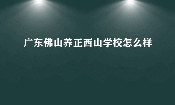 广东佛山养正西山学校怎么样