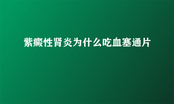 紫癜性肾炎为什么吃血塞通片