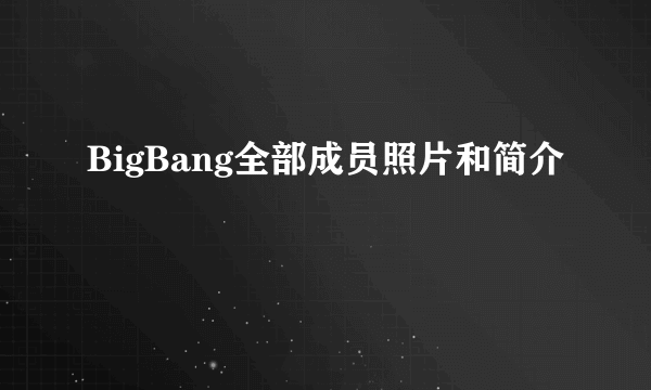 BigBang全部成员照片和简介