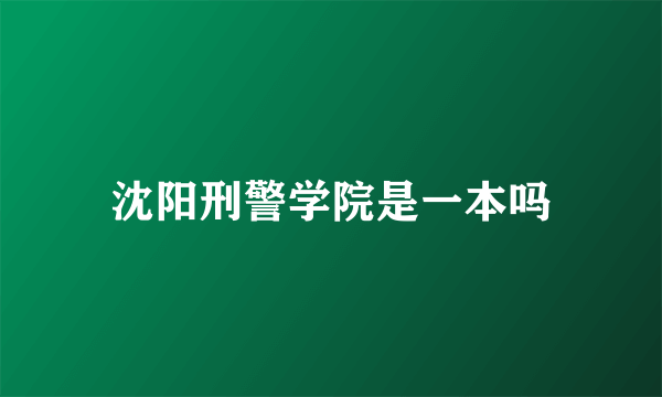 沈阳刑警学院是一本吗