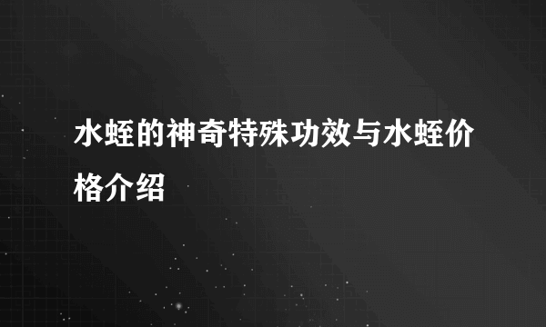 水蛭的神奇特殊功效与水蛭价格介绍