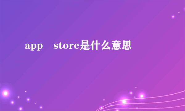 app store是什么意思