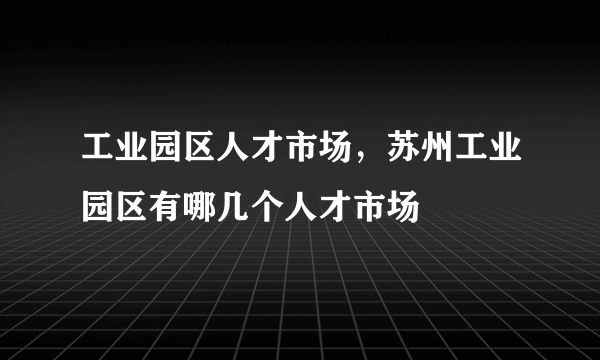 工业园区人才市场，苏州工业园区有哪几个人才市场