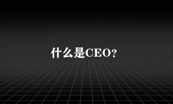 什么是CEO？