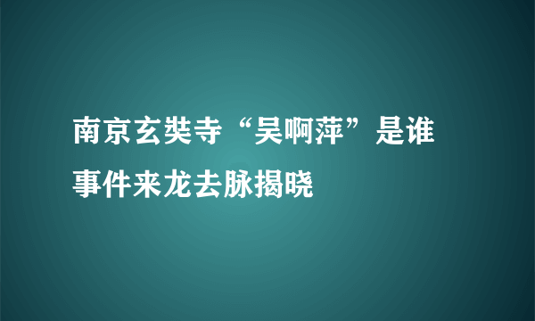 南京玄奘寺“吴啊萍”是谁 事件来龙去脉揭晓