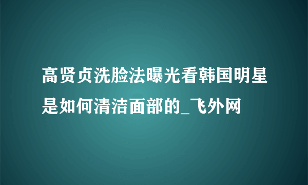 高贤贞洗脸法曝光看韩国明星是如何清洁面部的_飞外网